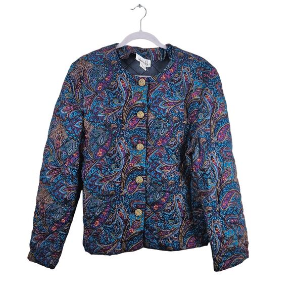 Leslie Fay Vintage Colorful Quilted Jacket Size 14 - Picture 1 of 6
